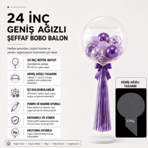 24 İnç Tek Girişli Geniş Ağızlı Bobo Balon (1 Adet)
